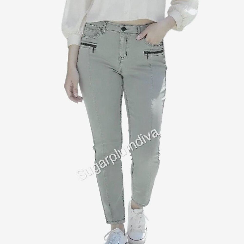 Soho NY&C Gray Tapered Leg Exposed Zippers Ankle Jeans 12 Y2k Hipster Punk NWT‎